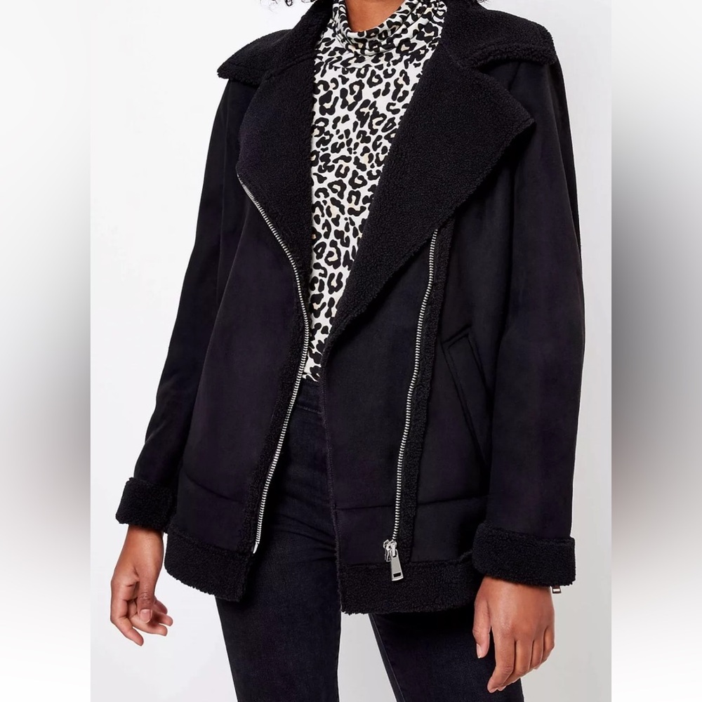 New! Suede & shearling moto jacket